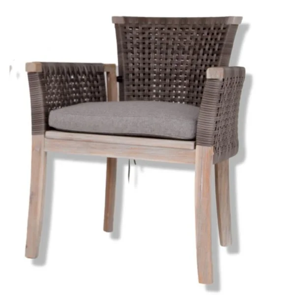 Classic Armchair High Back Wicker Grey