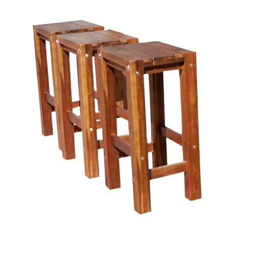 Set of 3 bar stools-Natural