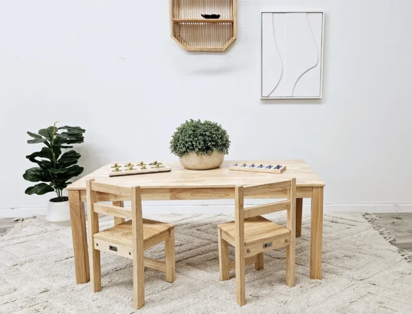 Solid Rectangular Table with 2 Standard Chairs