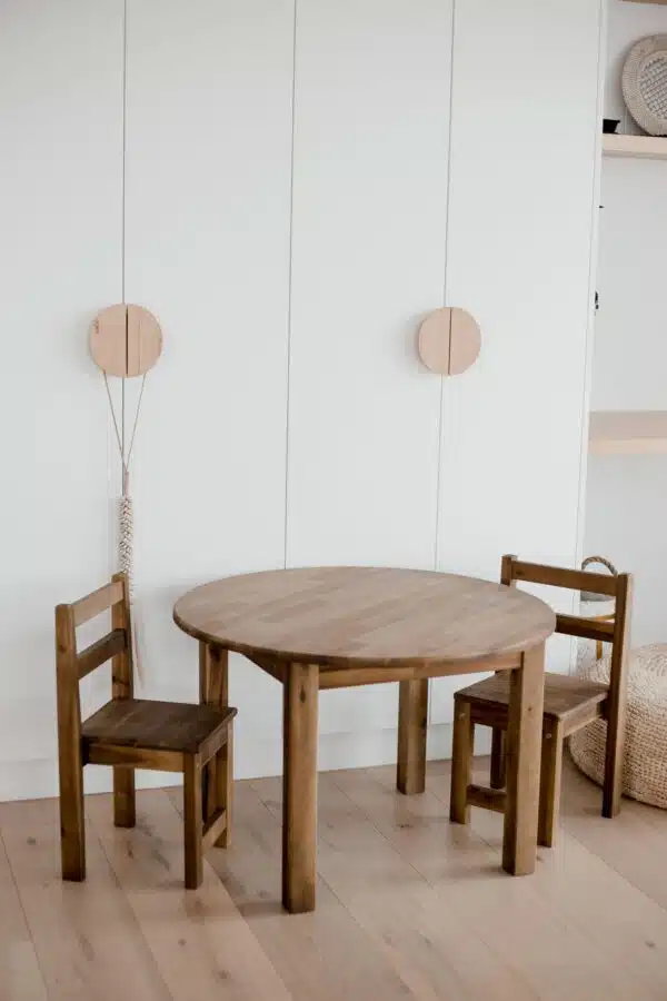 Hardwood Medium Round Table with 2 Standard Chairs