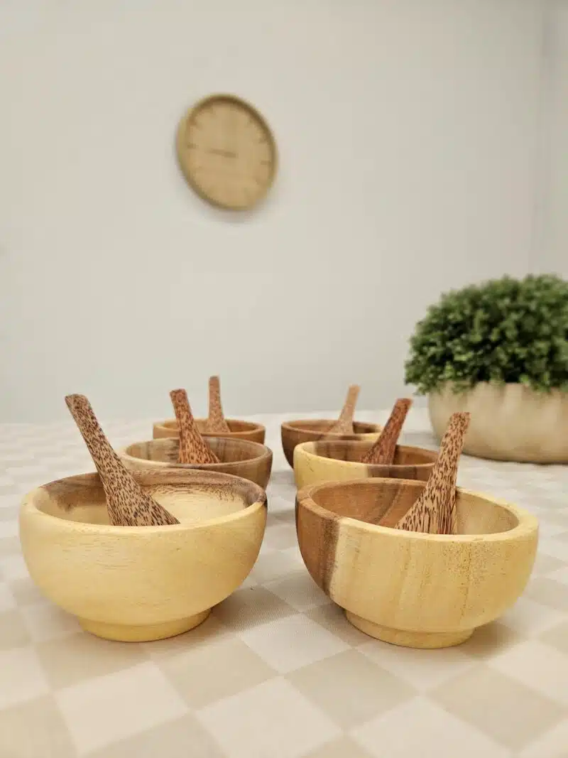 Wooden Bowl & Spoon set of 6 - Image 2