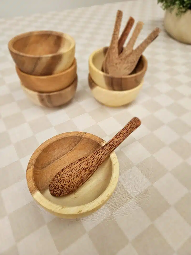 Wooden Bowl & Spoon set of 6