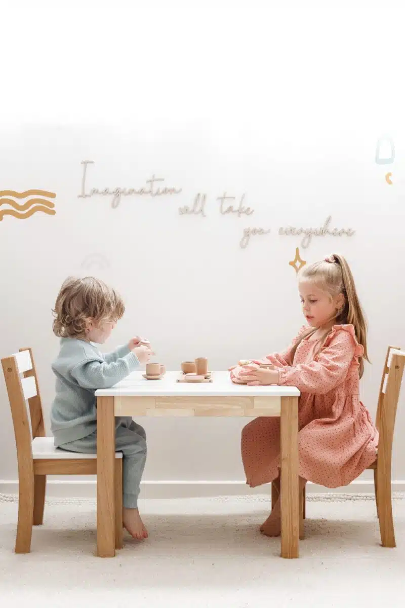 White Top Timber Table with 2 Matching Chairs - Image 2