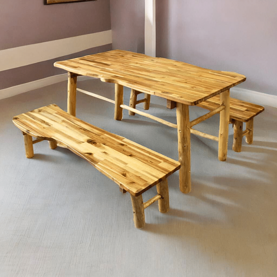 Tree Tables And 2 Benches - 75 X 120 X 50 Cm High