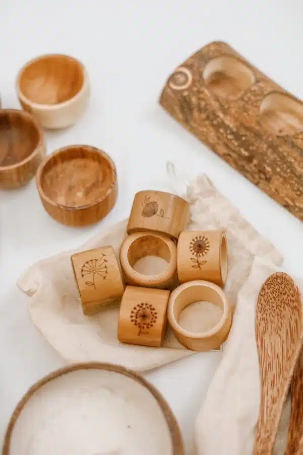 Bamboo Napkin Rings Set of 6