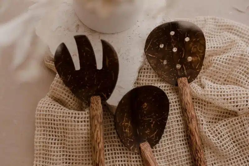 Coconut Salad Spoon and Fork Set - Image 2