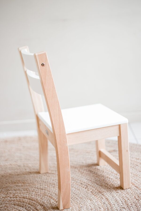 White seat stacking chair