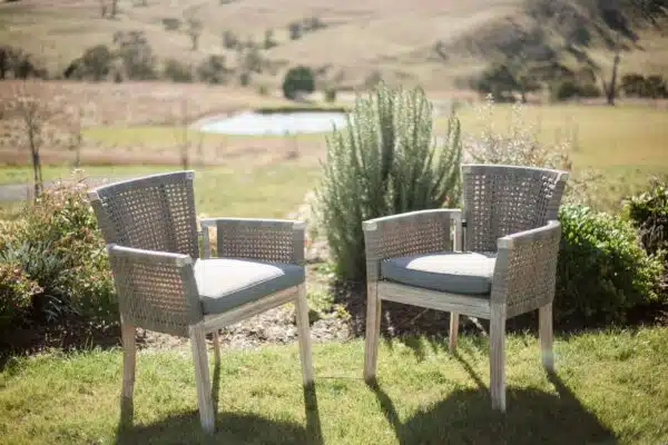 Whicker Highback Chair Twinset White on balcony