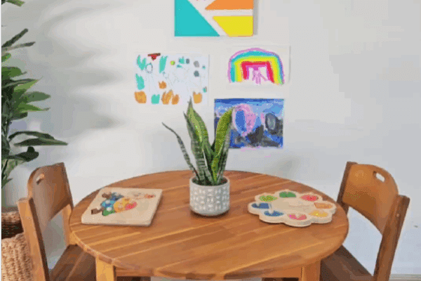 Acacia Large Round Table with 2 Stacking Chairs