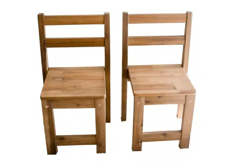 Acacia Large Round Table with 2 Stacking Chairs - Image 3