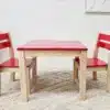 Red Top Timber Table with 2 Matching Chairs - 428432
