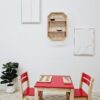 Red Top Timber Table with 2 Matching Chairs - 428432