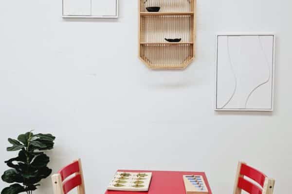 Red Top Timber Table with 2 Matching Chairs - 428432