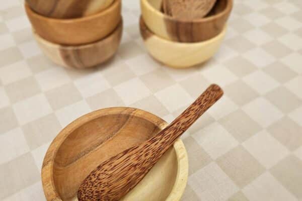 Wooden Bowl & Spoon set of 6