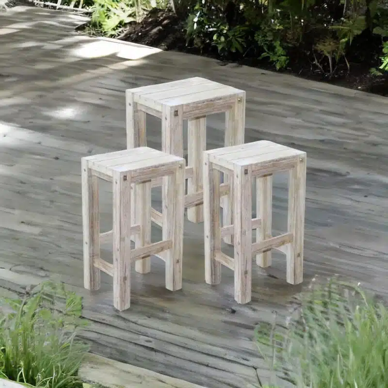 Sturdy High Stool White - Set of 3 - Image 3