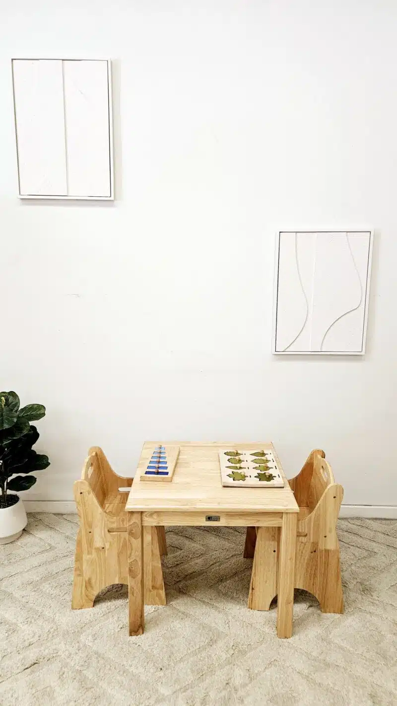 Solid Timber Table with 2 Toddler Chairs - Image 2