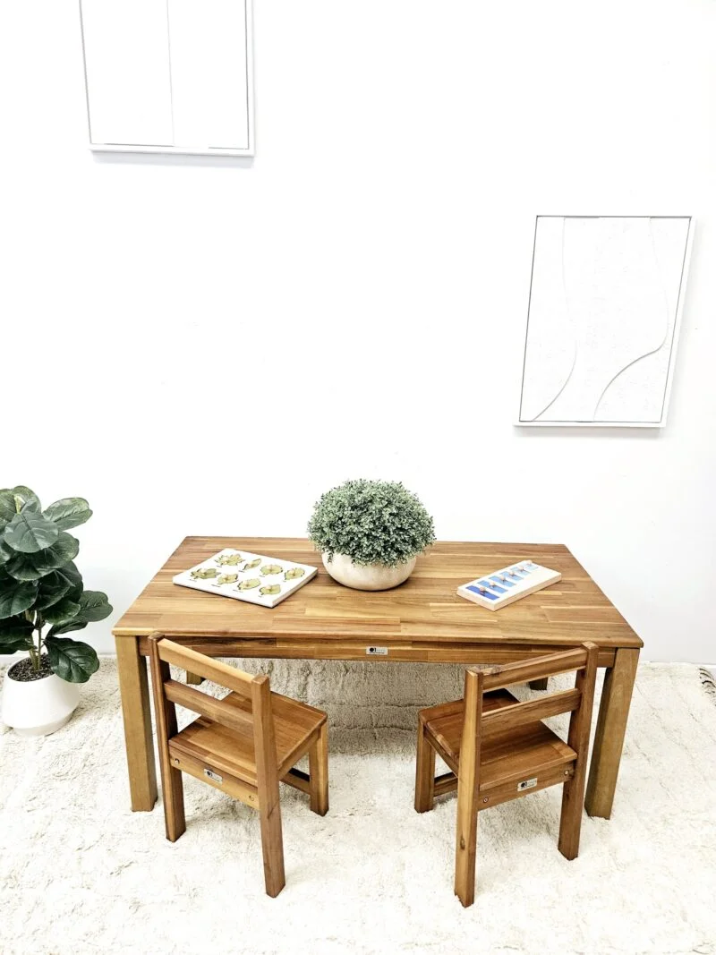 Hardwood Rectangular Table with 2 Standard Chairs - Image 3