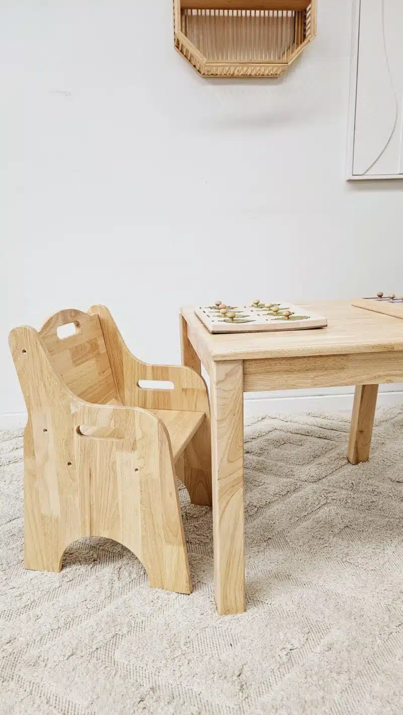 Solid Timber Table with 2 Toddler Chairs - Image 3