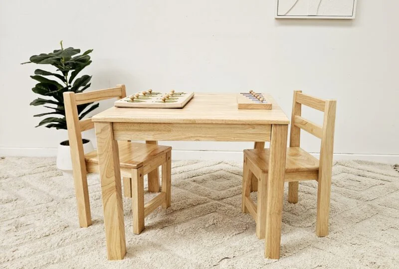 Solid Timber Table with 2 Standard Chairs - Image 4