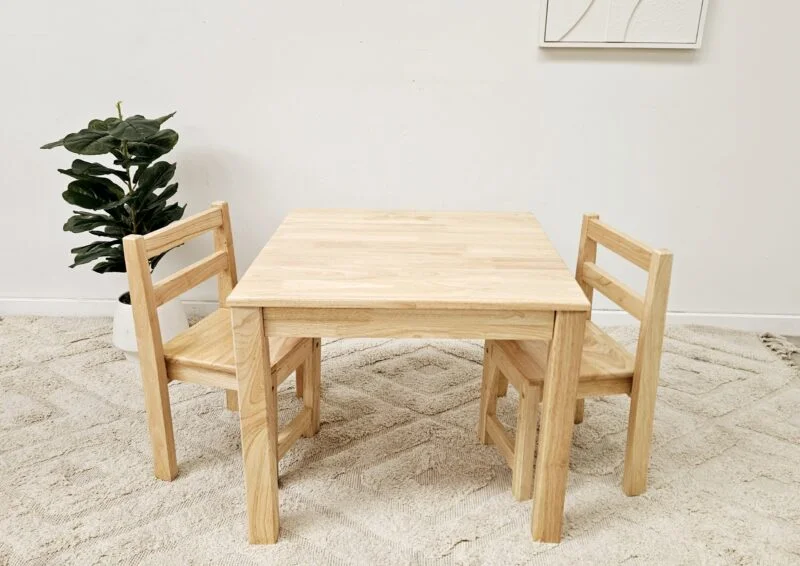 Solid Timber Table with 2 Standard Chairs - Image 3