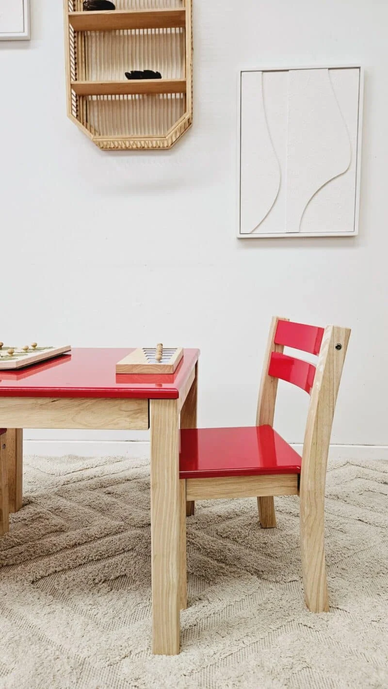 Red Top Timber Table with 2 Matching Chairs - Image 6