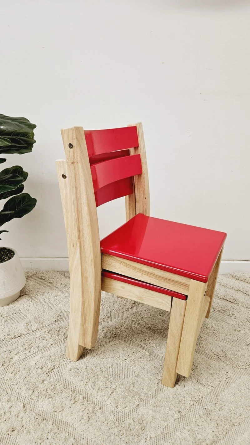 Red Seat stacking chairs - Set of 2 - Image 5