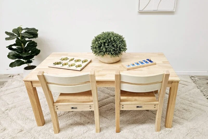 Solid Rectangular Table with 2 Stacking Chairs - Image 5