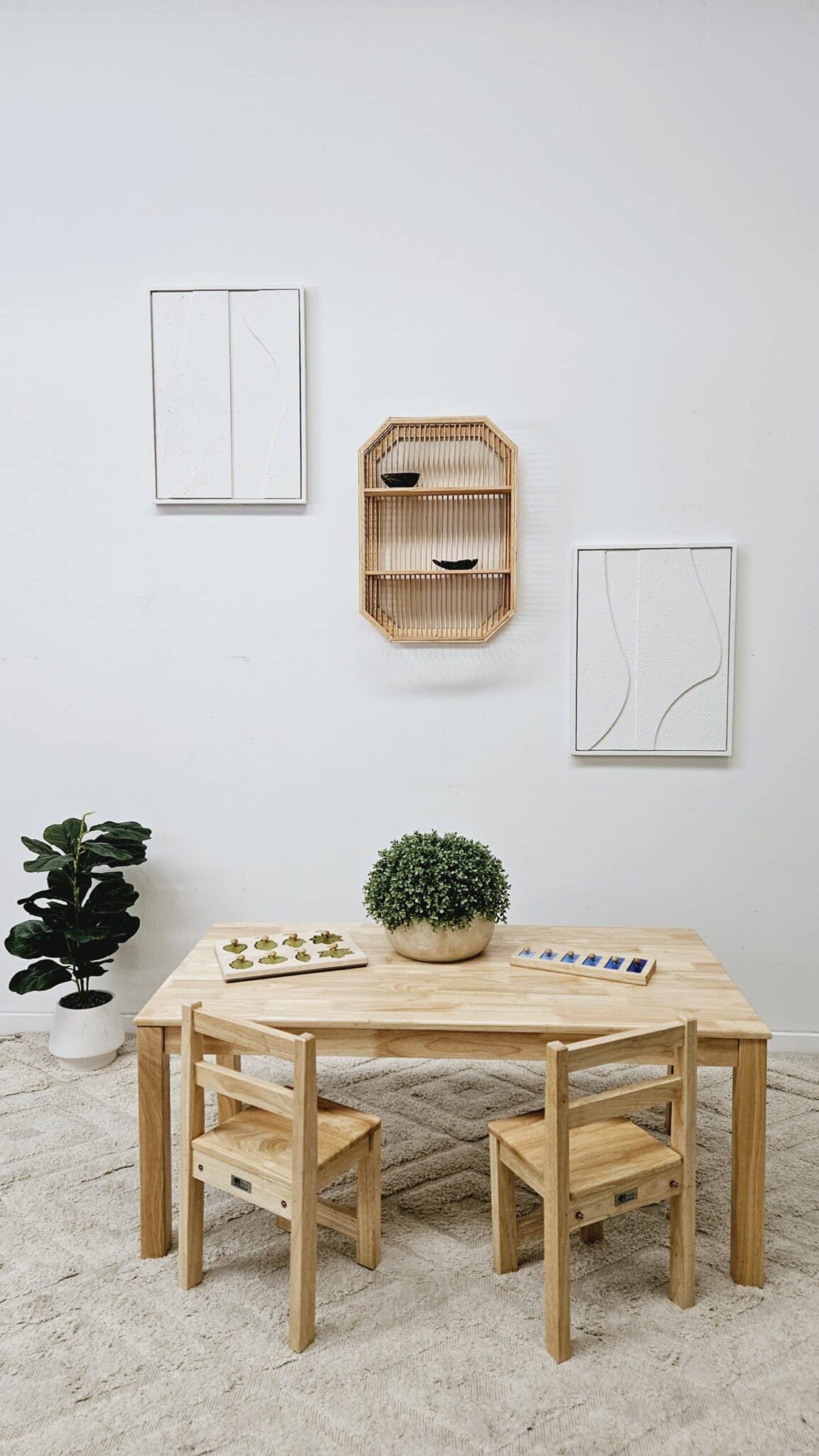 Solid Rectangular Table with 2 Standard Chairs