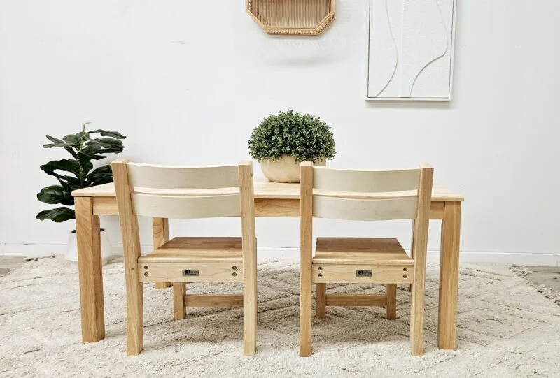 Solid Rectangular Table with 2 Stacking Chairs - Image 6