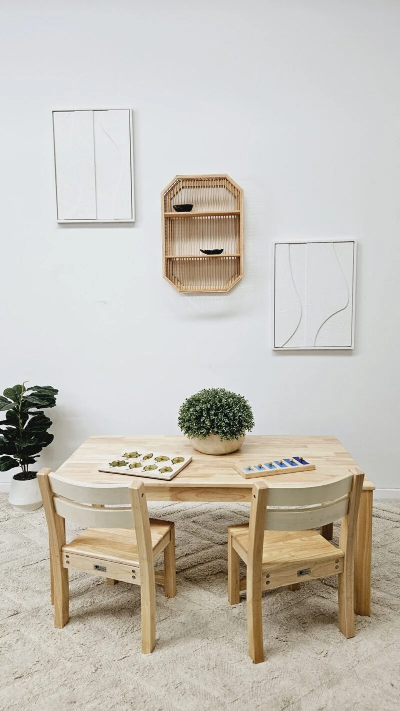 Solid Rectangular Table with 2 Stacking Chairs