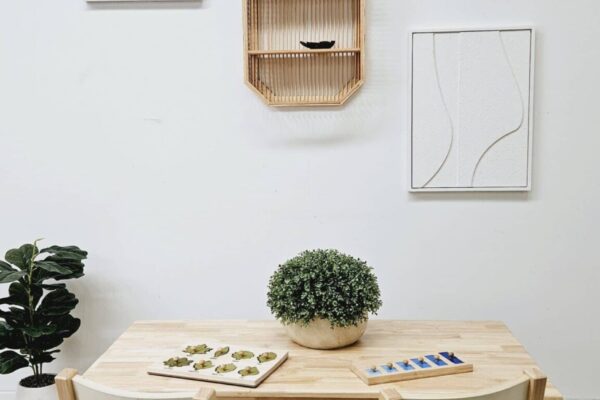 Solid Rectangular Table with 2 Stacking Chairs