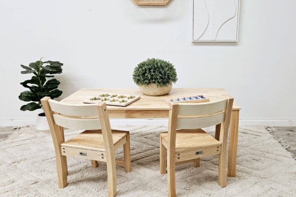 Solid Rectangular Table with 2 Stacking Chairs