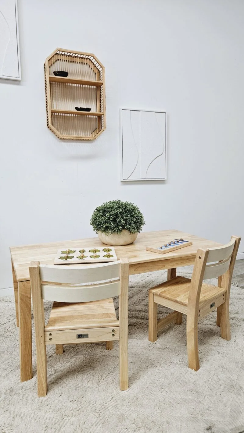 Solid Rectangular Table with 2 Stacking Chairs - Image 3