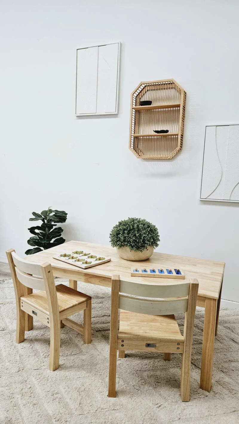 Solid Rectangular Table with 2 Stacking Chairs - Image 4