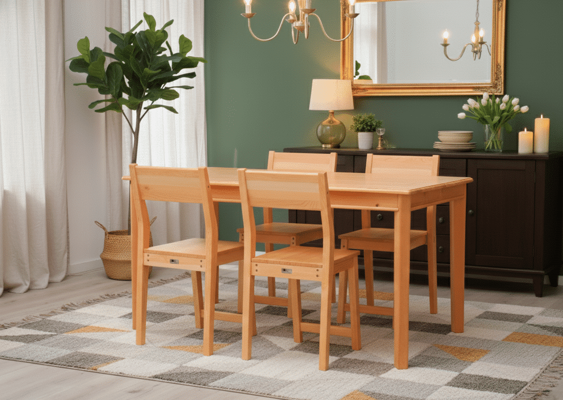 Grange Dining table and 4 Quinn Dining chairs