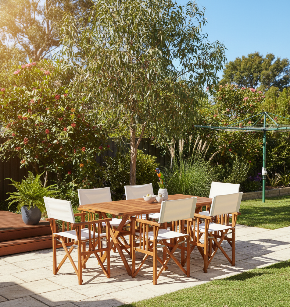 The Outback Retreat 7-Piece Acacia Wood Outdoor Dining Set