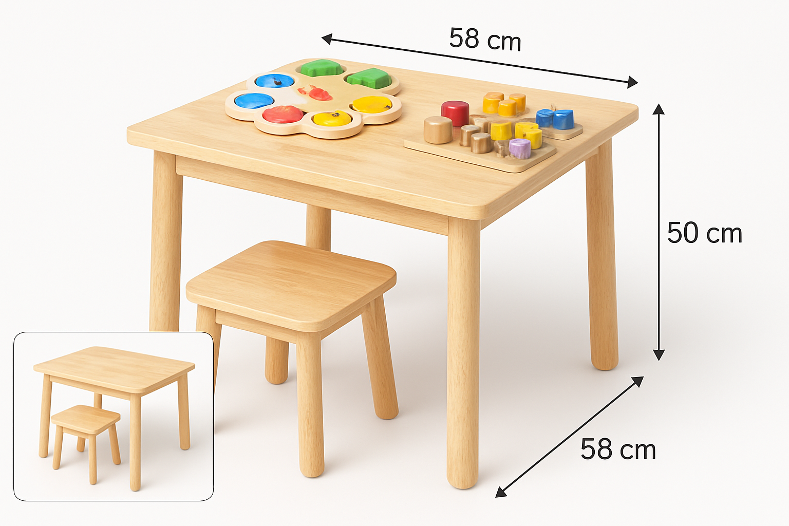 Classic Square Table and 2 Stools - Image 8