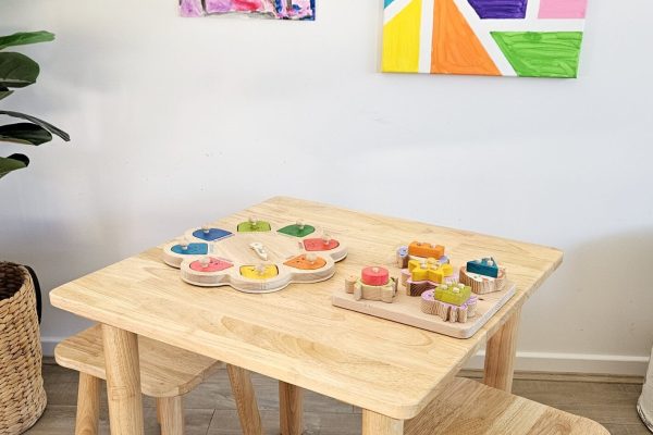 Classic Square Table and 2 Stools