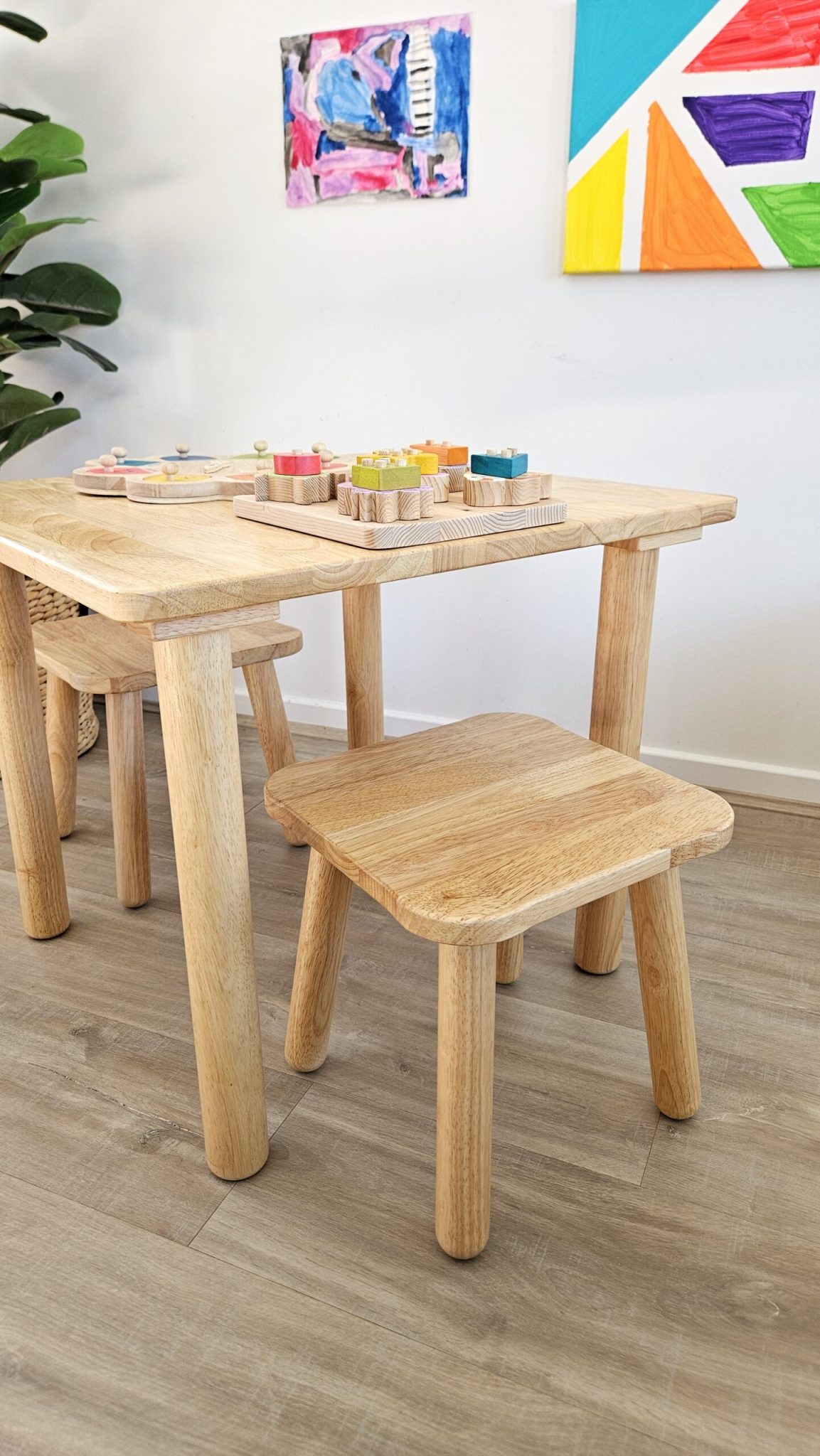 Classic Square Table and 2 Stools - Image 5
